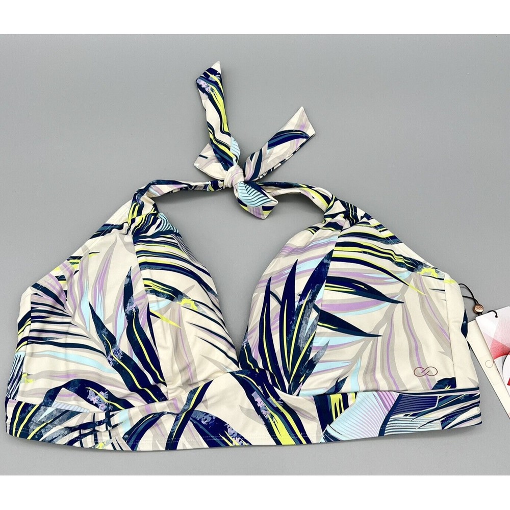 Calia Paradise Palm Halter Top Size 2X Medium Support Plus Size V Neck NEW NWT